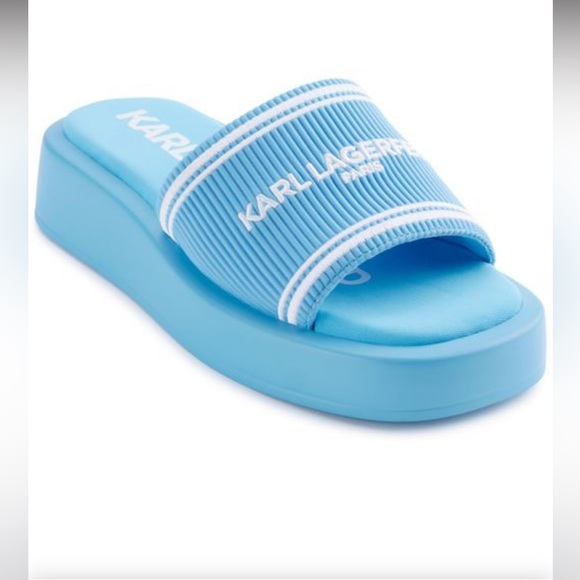 Karl Lagerfeld Shoes - Karl Lagerfeld Light Blue Slide Sandals✨🪩🌊